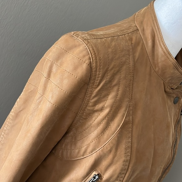 Free People Fenix Vegan Leather Brown Moto Jacket Size Small - Picture 9 of 16